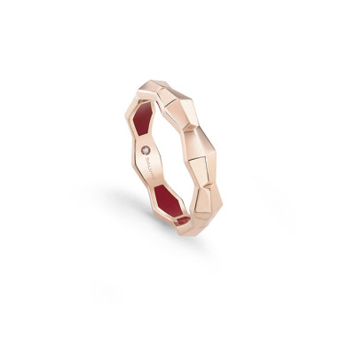 Anello Eva in oro rosa con diamanti e hyceramic rosso