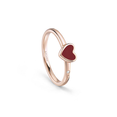 Anello I Segni Cuore oro rosa e hybrid ceramica rossa