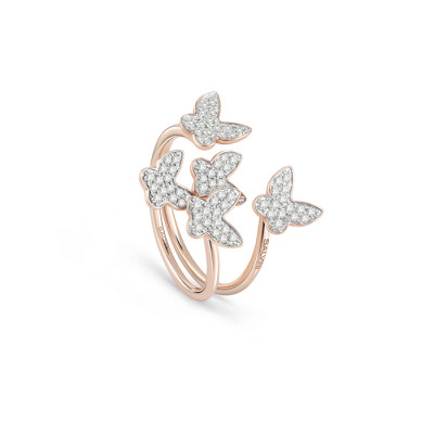 Anello I Segni Farfalle oro rosa e diamanti