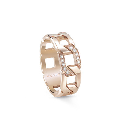 Anello Link oro rosa e diamanti