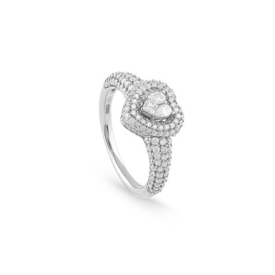 Anello solitario Magia Cuore in oro bianco con diamanti