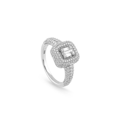 Anello solitario Magia in oro bianco con diamanti