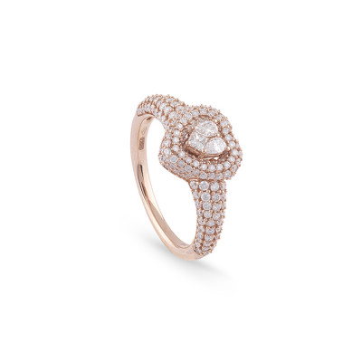 Anello solitario Magia Cuore in oro rosa con diamanti