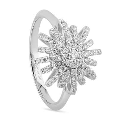 Anello Sole oro bianco e diamanti small