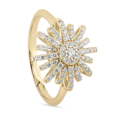 Anello Sole oro giallo e diamanti small