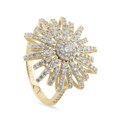 Anello Sole oro giallo e diamanti big