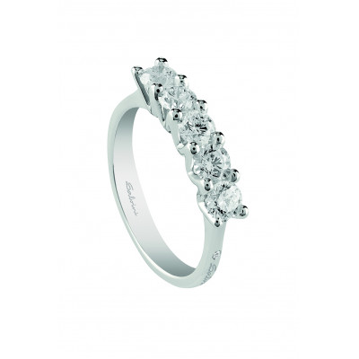 Anello Virginia in oro bianco e 5 diamanti