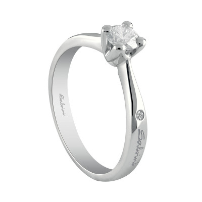 Anello Virginia solitario oro bianco e diamante ct. 0.18 G VS