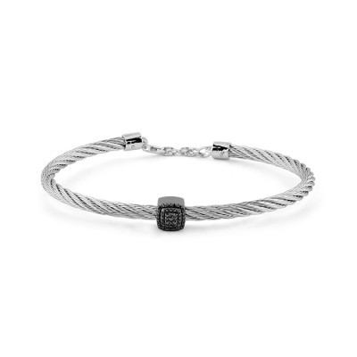 Bracciale Bagliori in acciaio, oro brunito e diamanti neri - Quadrato small