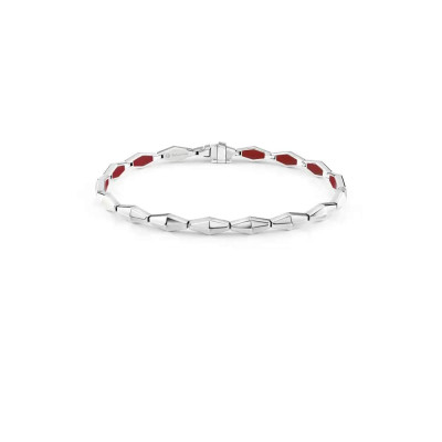 Bracciale Eva in oro bianco con hybrid ceramic rossa