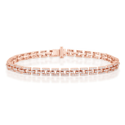 Bracciale Tennis Geometrica Quadrato in oro rosa e diamanti