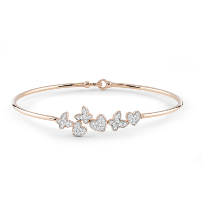 Bracciale I Segni Farfalle Cuori oro rosa e diamanti