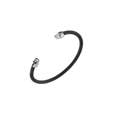 Bracciale Inifnito in acciaio brunito nero con inserti in argento