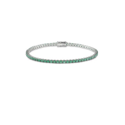 Bracciale Tennis in oro bianco, diamanti smeraldi