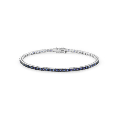 Bracciale Tennis in oro bianco, diamanti e zaffiri
