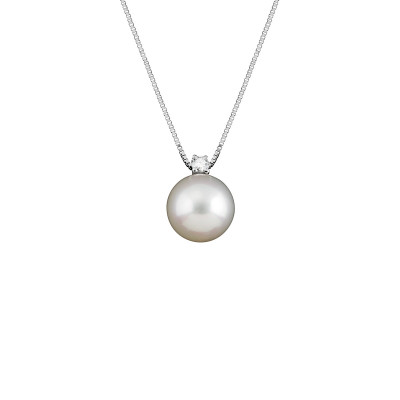 Collana in oro bianco con perla giapponese e diamante