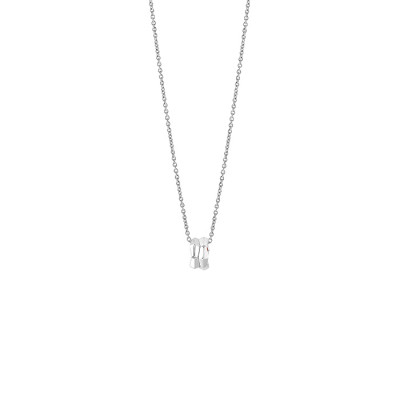 Collana Eva in oro bianco con diamanti e hyceramic rosso