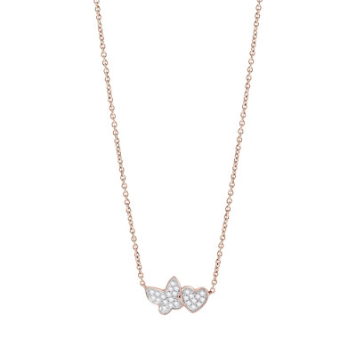 Collana I Segni Cuore e Farfalla oro rosa e diamanti