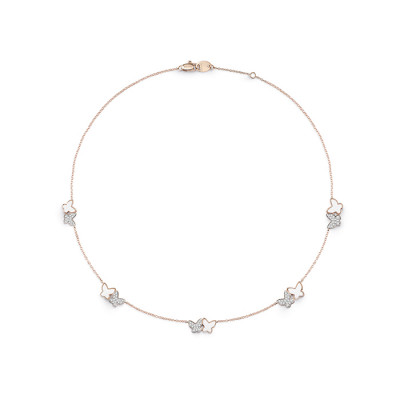 Collana I Segni Farfalla oro rosa e hybrid ceramica bianca
