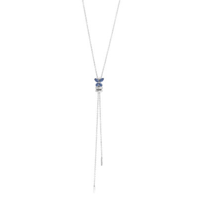 Collana Libera in oro bianco con diamanti e zaffiri