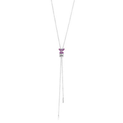 Collana Libera in oro bianco con diamanti e rubini