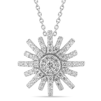 Collana Sole oro bianco e diamanti