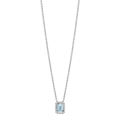 Collana Sorrento in oro bianco con diamanti e acquamarina