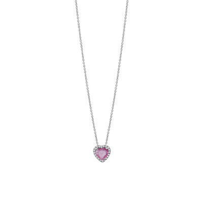 Collana Sorrento Cuore in oro bianco, zaffiro rosa con diamanti