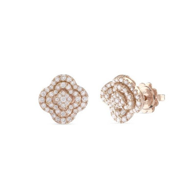 Orecchini Bagliori Fiore in oro rosa e diamanti - medium