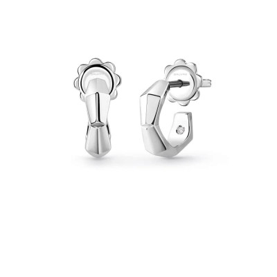 Orecchini Eva in oro bianco con diamanti e hyceramic rosso