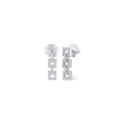 Orecchini Geometrica Quadrato oro bianco e diamanti - 3 moduli