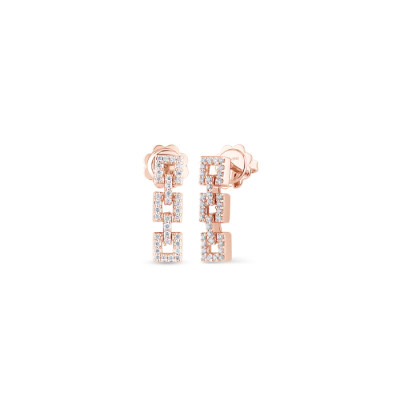 Orecchini Geometrica Quadrato oro rosa e diamanti - 3 moduli