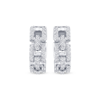 Orecchini Geometrica Quadrato oro bianco e diamanti a cerchio