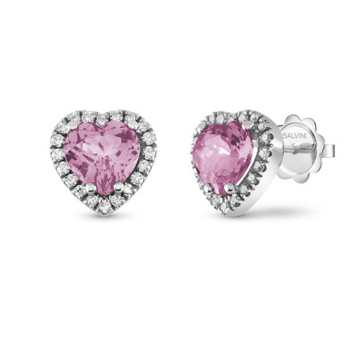Orecchini Sorrento Cuori diamanti e zaffiri rosa
