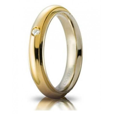 Fede Andromeda oro bicolore con brillante ct 0.03  4.2mm