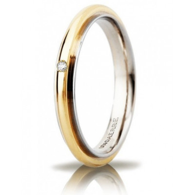 Fede Andromeda slim oro bicolore con brillante 3mm